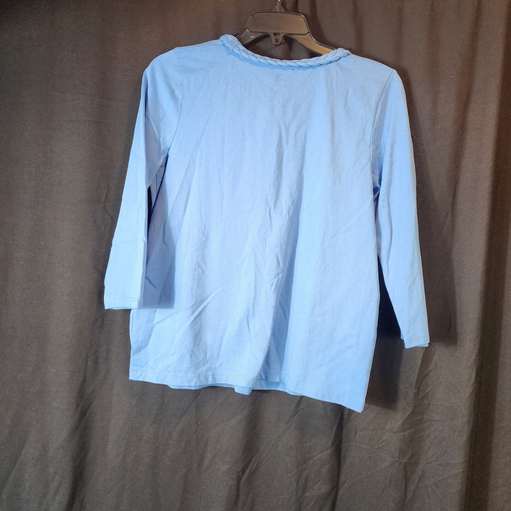 Lilly Pulitzer Light Blue Braided Neckline 3/4 Sleeve Top Womens Size Small - Picture 6 of 6